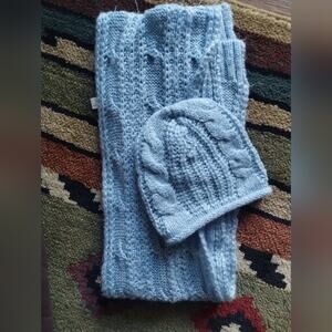 Worthington NEW Ladies Baby Blue & Sequins Knit Beanie Hat & Scarf Matching Set